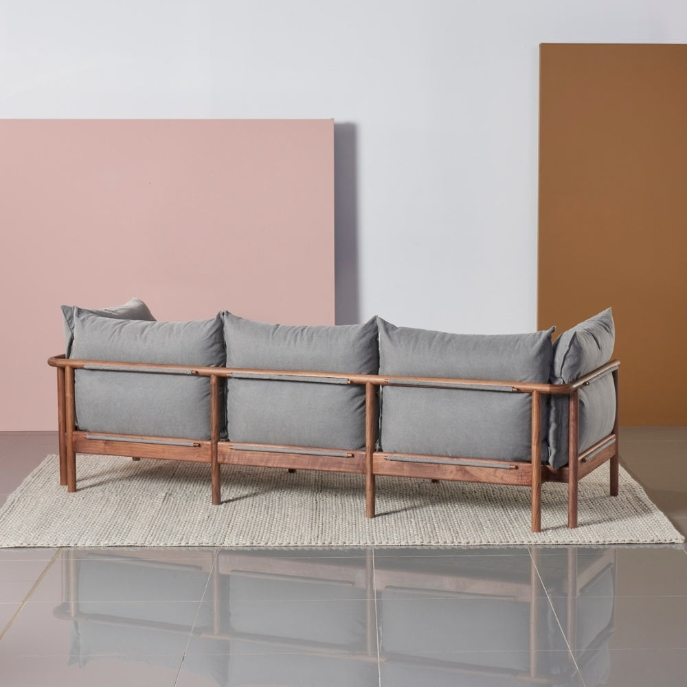 DG3069 | solid walnut mid century fabric sofa