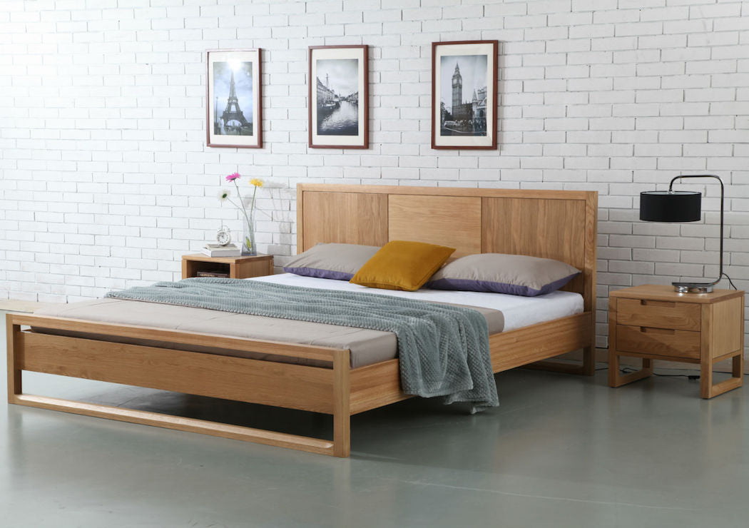low solid oak bed frame