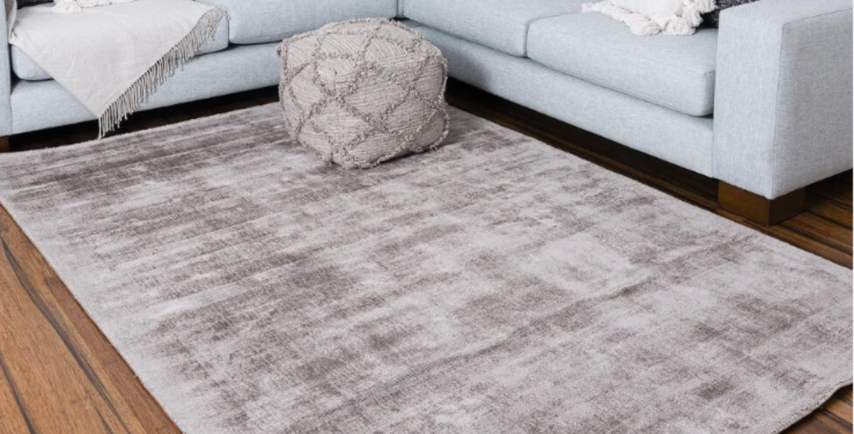 grey handmade viscose rug