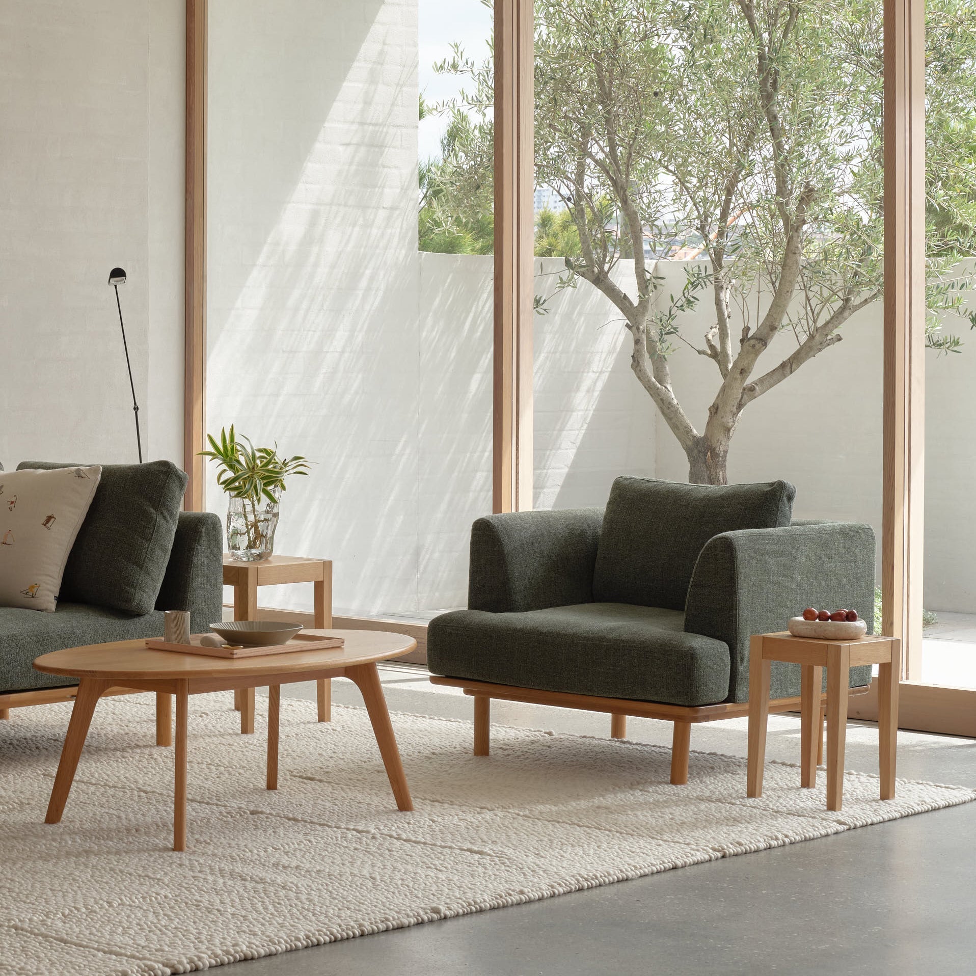 Wooden & Fabric Armchairs