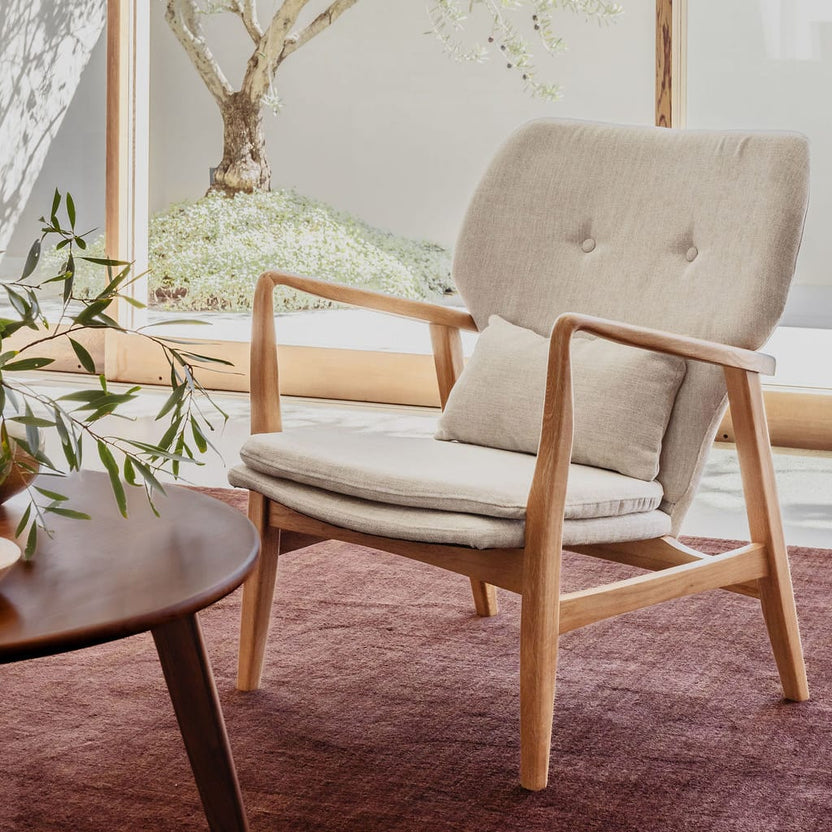Wooden & Fabric Armchairs