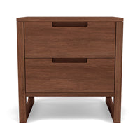 Bruno 2 Drawer Timber Bedside Table - Solid Walnut Wood