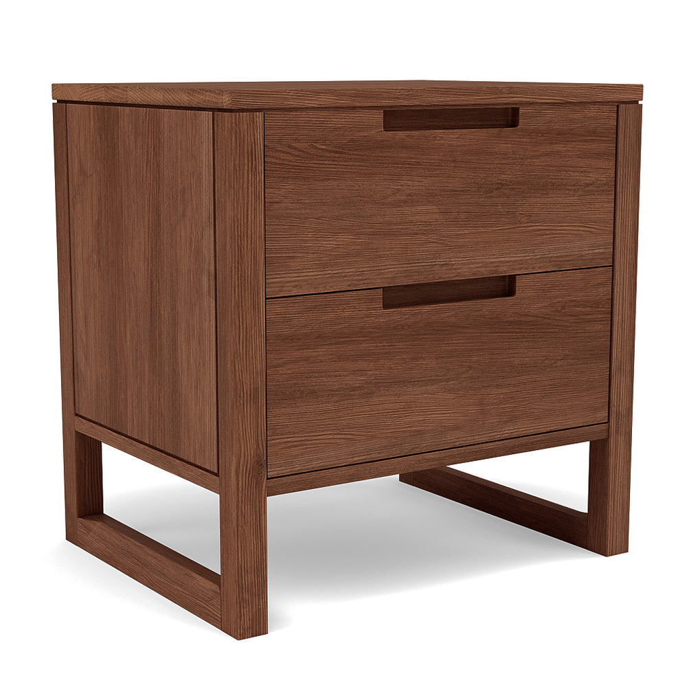 Bruno 2 Drawer Timber Bedside Table - Solid Walnut Wood
