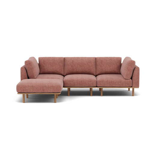 Anika Modular 4-Seater Corner Sofa in Sienna Fabric with Solid American Oak