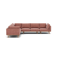 Anika Modular 6-Seater Corner Sofa with Arms in Sienna Fabric with Solid American Oak
