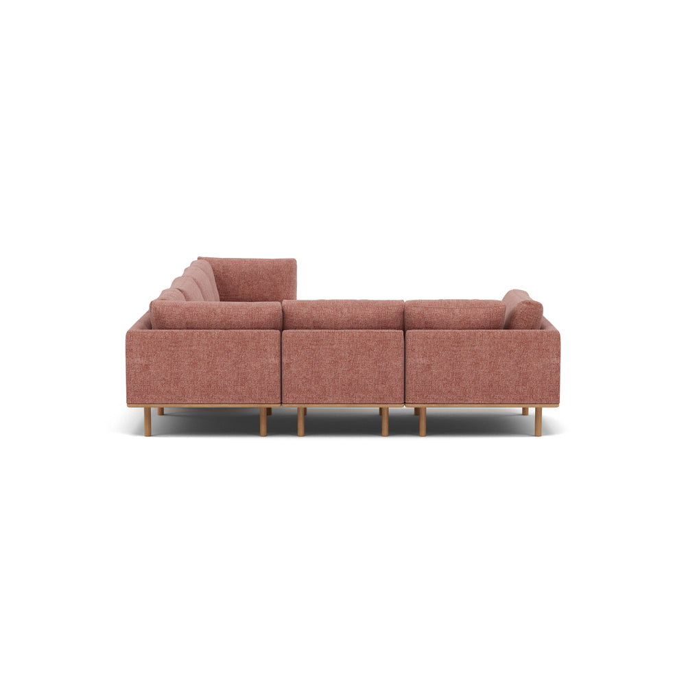 Anika Modular 6-Seater Corner Sofa with Arms in Sienna Fabric with Solid American Oak