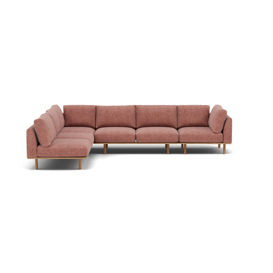 Anika Modular 6-Seater Corner Sofa in Sienna Fabric with Solid American Oak