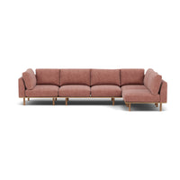 Anika Modular 5-Seater Corner Sofa in Sienna Fabric with Solid American Oak