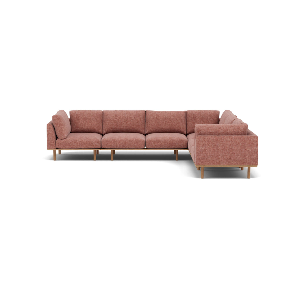 Anika Modular 6-Seater Corner Sofa with Arms in Sienna Fabric with Solid American Oak