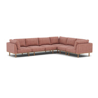 Anika Modular 6-Seater Corner Sofa with Arms in Sienna Fabric with Solid American Oak