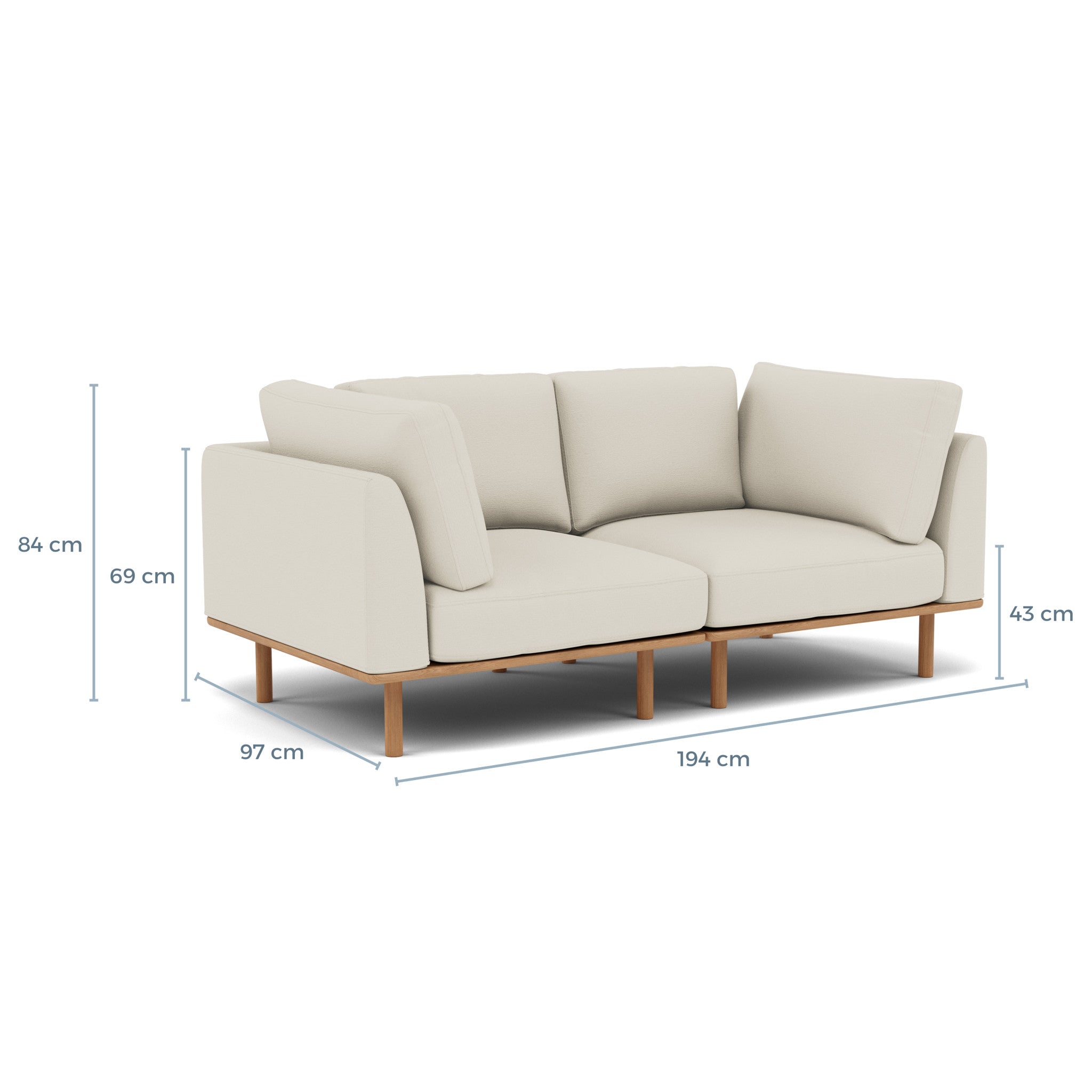 Buy Anika 2-Seater Modular Sofa with Oak Frame | IconByDesign