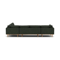 Anika Modular 6-Seater Corner Sofa with Chaise in Olive Green Fabric with Solid American Oak
