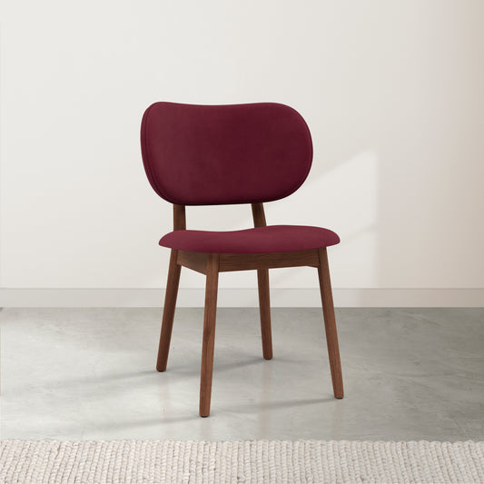 Olivia Solid Walnut Dining Chair - Claret Velvet Fabric Seat - Dining Room | Office - DF3PB1