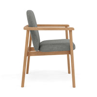 Jackson Dining Chair - Solid American Oak  -  Pewter Grey Performance Fabric