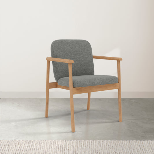 Jackson Solid Oak Dining Chair- Pewter Grey Fabric Seat - Dining Room | Office - DF7CA1