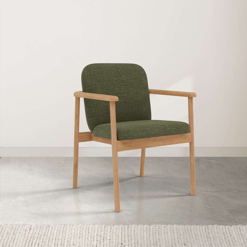 Jackson Solid Oak Dining Chair- Aloe Green Fabric Seat - Dining Room | Office - DF7FA1