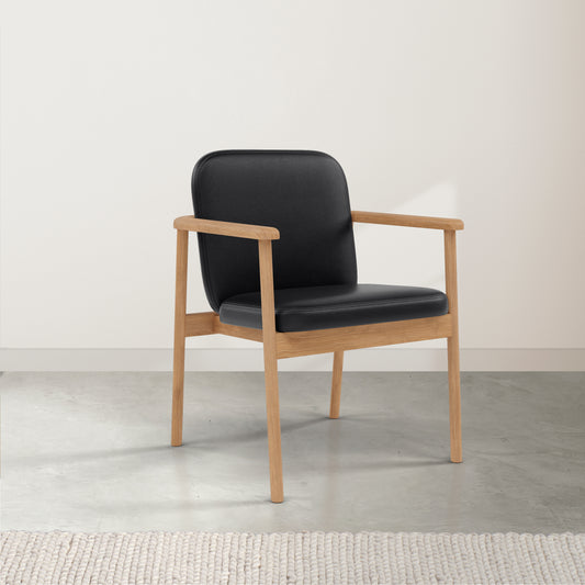 Jackson Solid Oak Dining Chair- Black Leather Seat - Dining Room | Office - DF7GA1