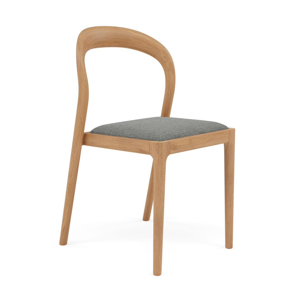 Sara Dining Chair - Solid American Oak  -  Pewter Grey Performance Fabric