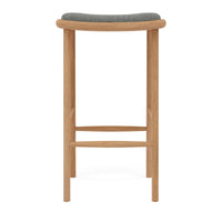 Anton Solid American Oak Bar Stool with Grey Fabric Seat