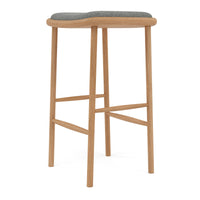Anton Solid American Oak Bar Stool with Grey Fabric Seat