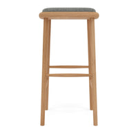 Anton Solid American Oak Bar Stool with Grey Fabric Seat