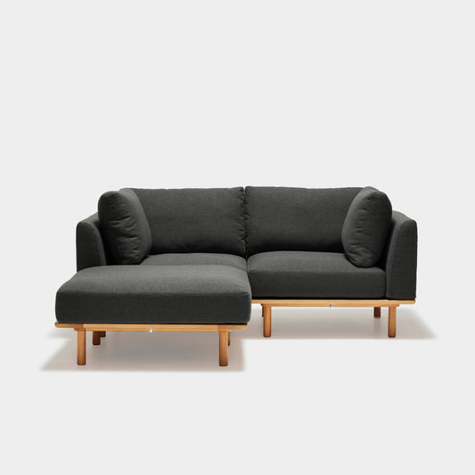 Anika 2-Seater Modular Sofa with Chaise - Coal Grey Fabric