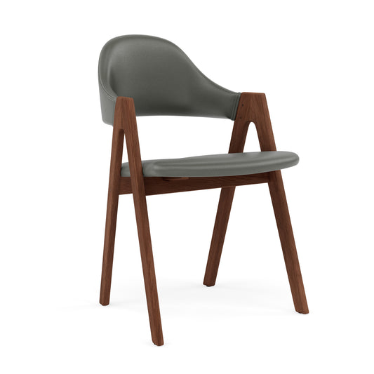Nestor Dining Chair - Solid Walnut Wood with Grey Leather Seat