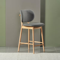 Olivia Solid Oak Bar Stool with Graphite Grey Fabric Seat