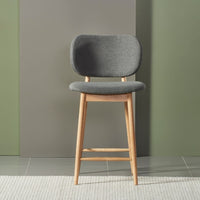 Olivia Solid Oak Bar Stool with Graphite Grey Fabric Seat