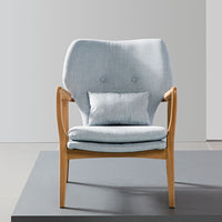 Franz Solid Oak Armchair - Pale Blue Fabric Style