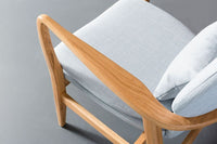 Franz Solid Oak Armchair - Pale Blue Fabric Style