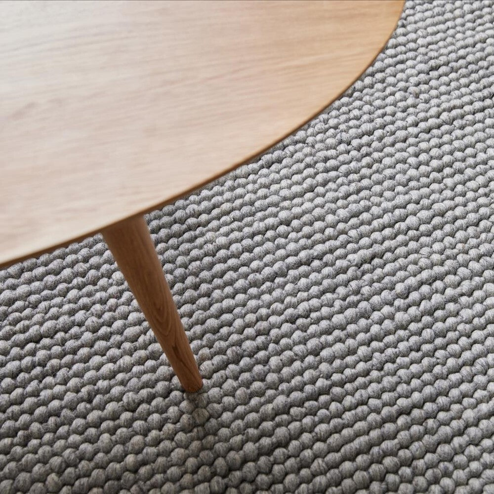 Layla Handwoven Loop Pile Wool Rug - Frost Grey - 200 x 290cm