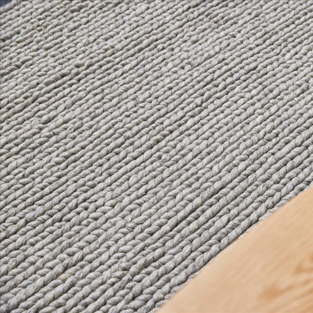 Bodie Handwoven Soumak Wool Rug - Frost Grey - 200 x 290cm