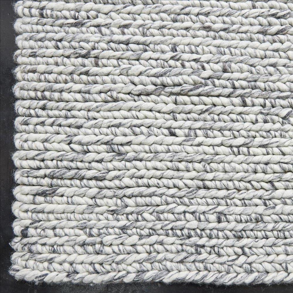 Bodie Handwoven Soumak Wool Rug - Marbled Grey - 200 x 290cm