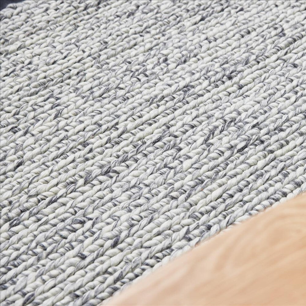 Bodie Handwoven Soumak Wool Rug - Marbled Grey - 300 x 400cm