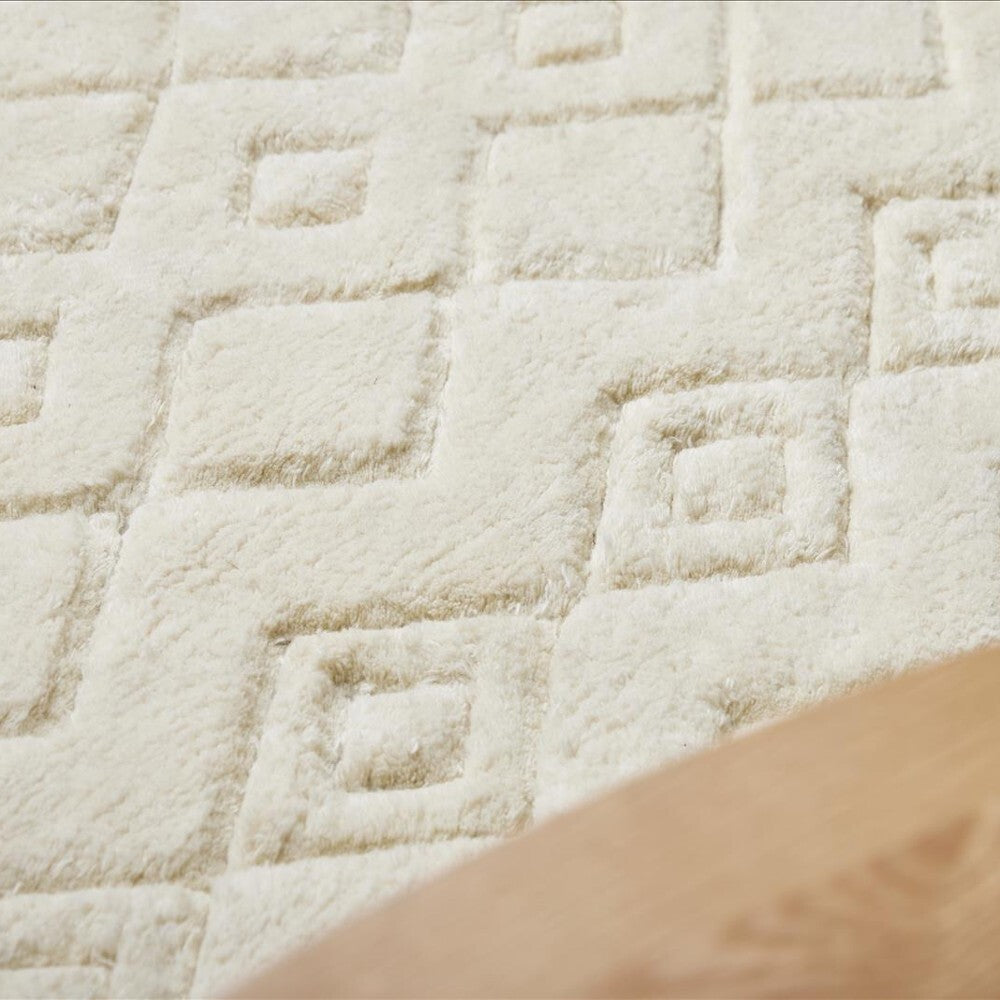 Myra Hand Knotted Cut Pile Wool Rug - Cloud White - 300 x 400cm