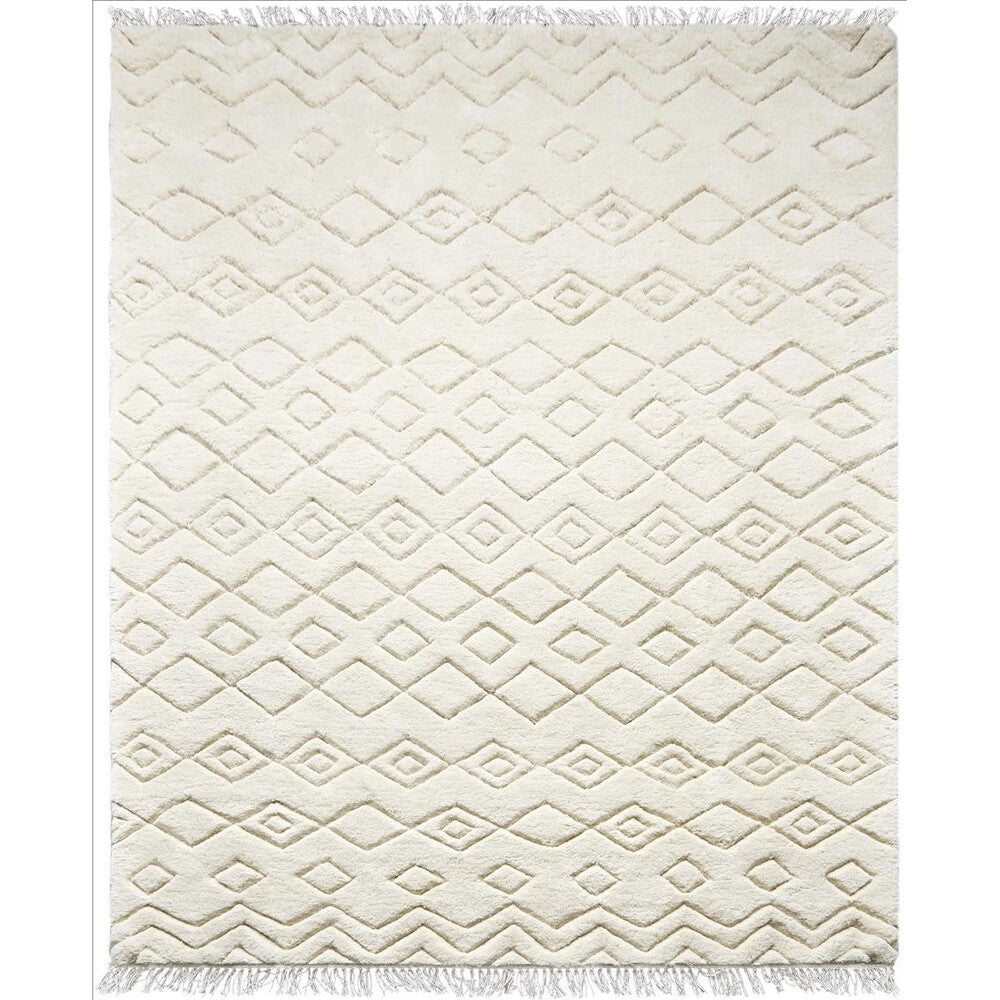 Myra Hand Knotted Cut Pile Wool Rug - Cloud White - 300 x 400cm