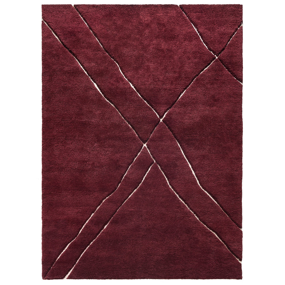Macke Rug - Hand Knotted New Zealand Wool -  Berry Red