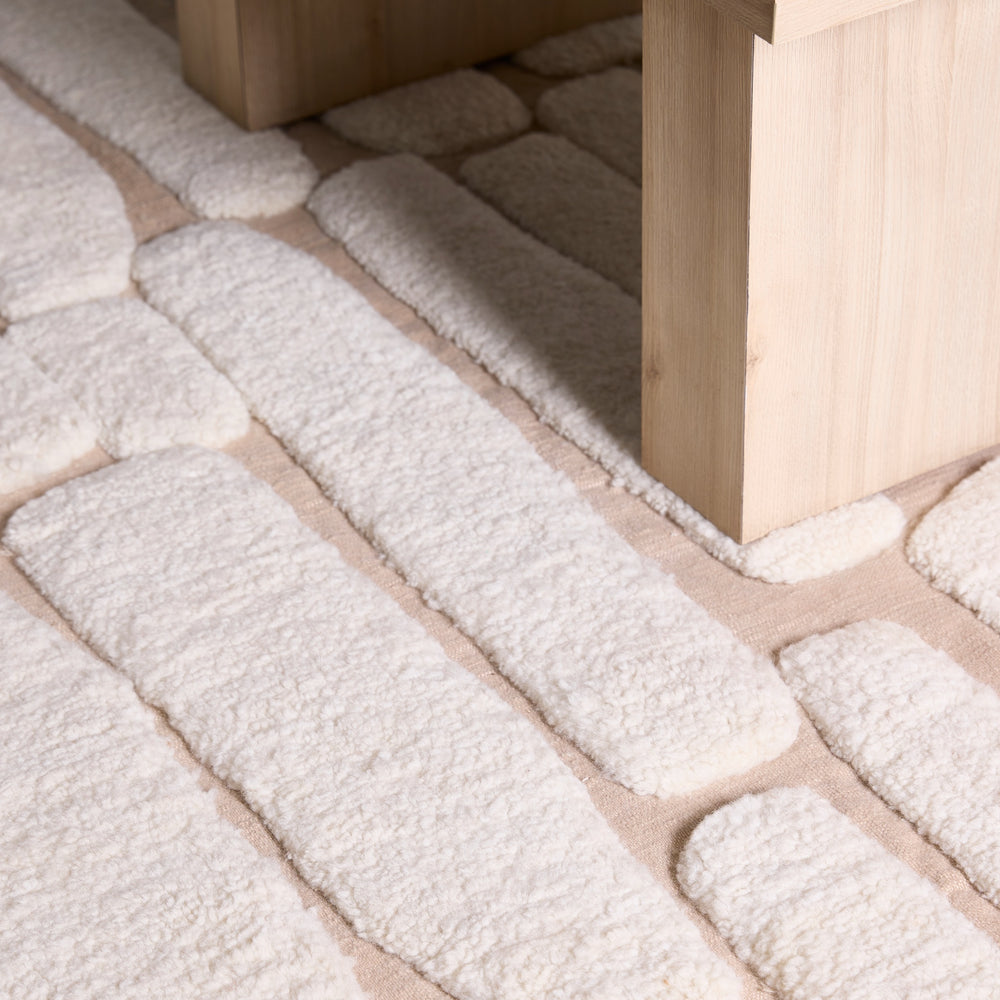 Fristad Rug - Hand Knotted New Zealand Wool -  Natural Harvest Cream