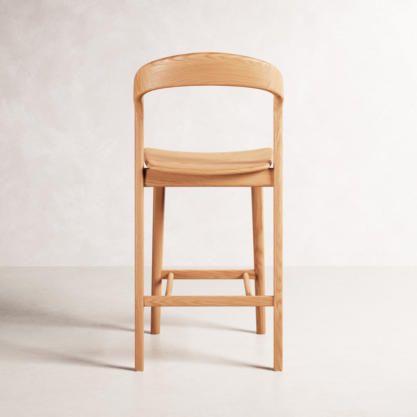 Eva Bar Stool - Solid American Oak with Solid Seat | 360 View - Frame 16