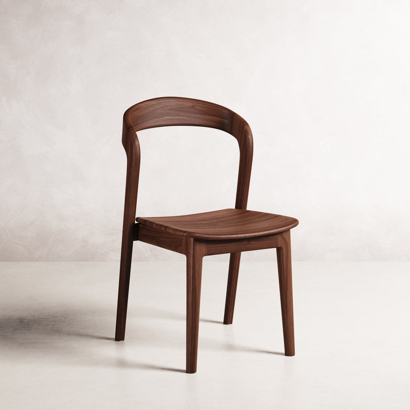 Eva Dining Chair - Solid American Walnut with Solid Seat | 360 View - Frame 1