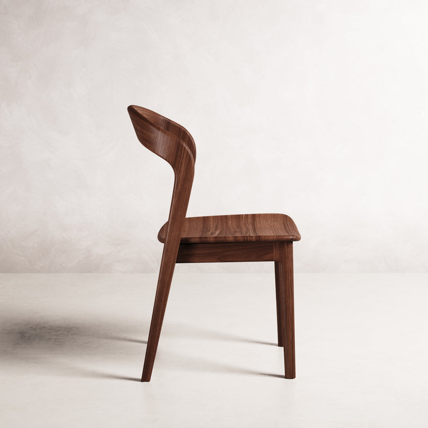 Eva Dining Chair - Solid American Walnut with Solid Seat | 360 View - Frame 7