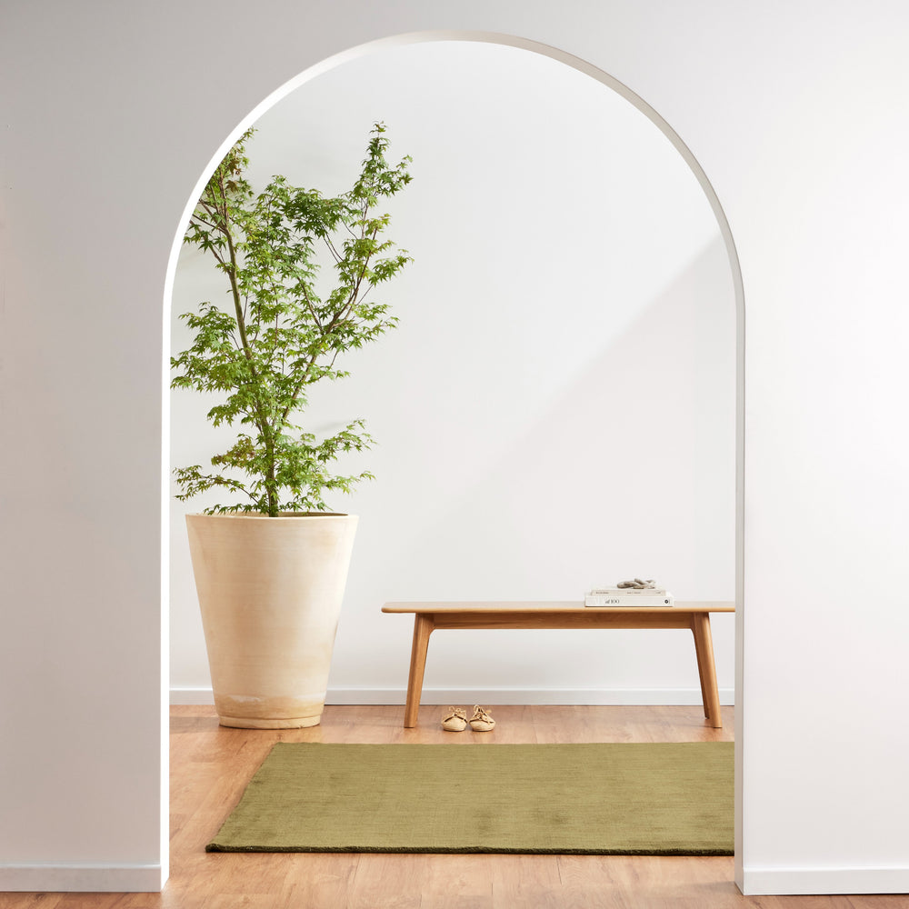 Freya Handloom Cut Pile Wool Rug - Nori Green - 200 x 290cm