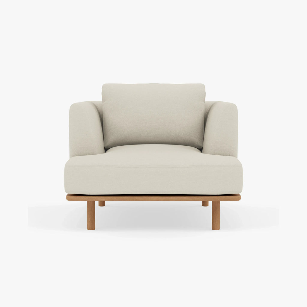 Anika Armchair Bone White Fabric Solid American Oak