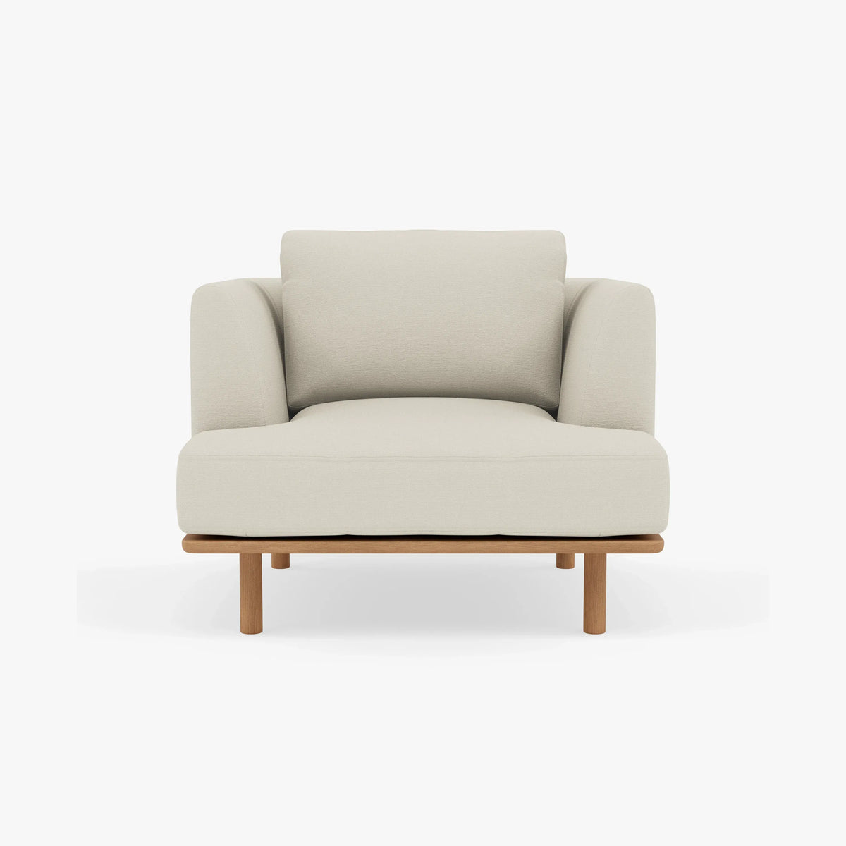 Anika Armchair Bone White Fabric Solid American Oak