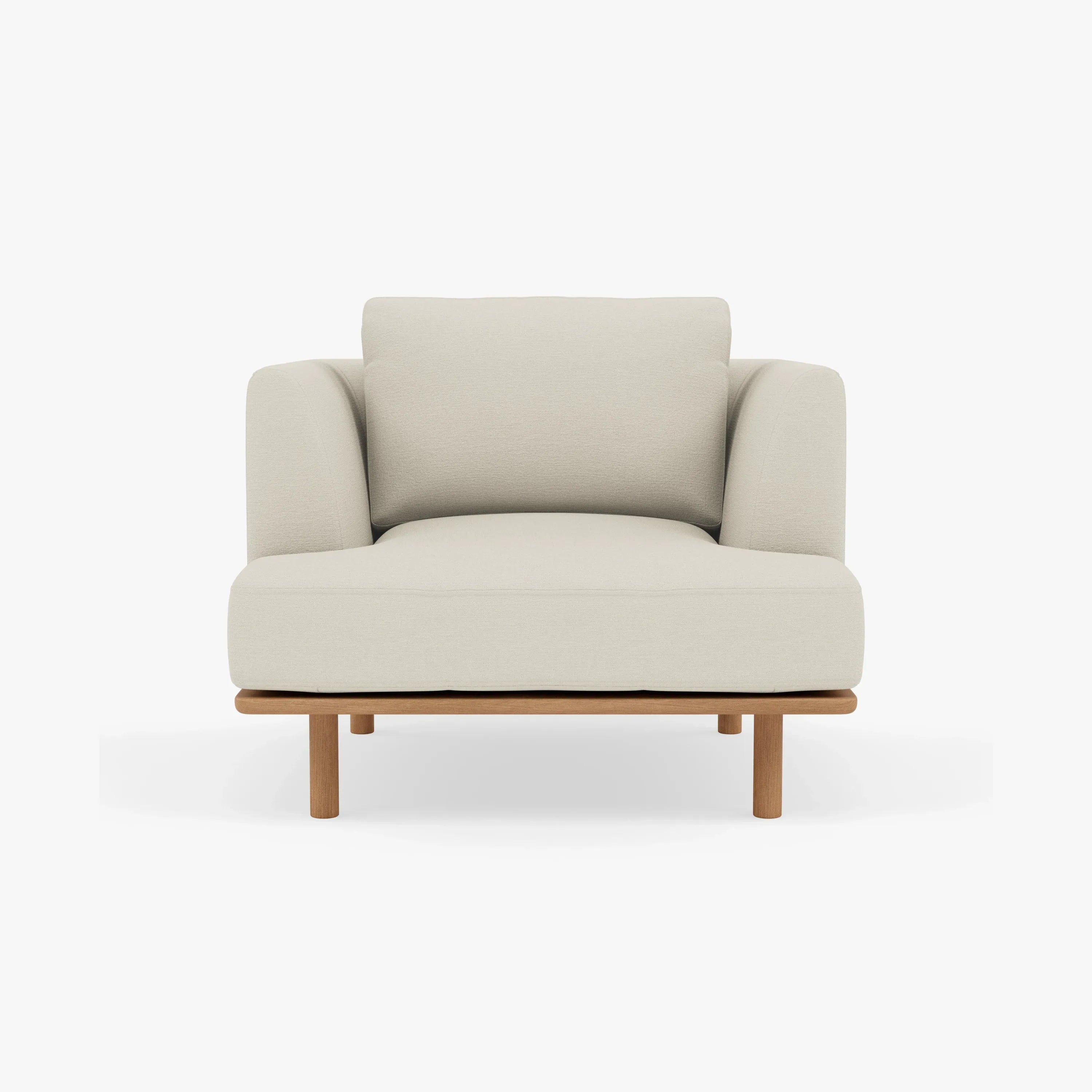 Anika Armchair Bone White Fabric Solid American Oak