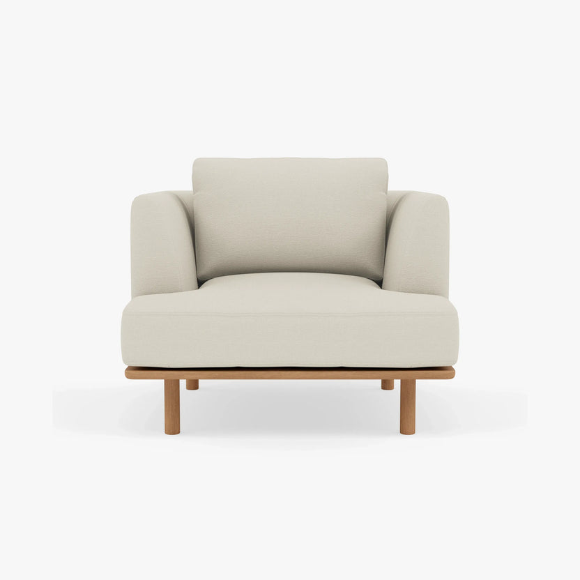 Anika Armchair Bone White Fabric Solid American Oak