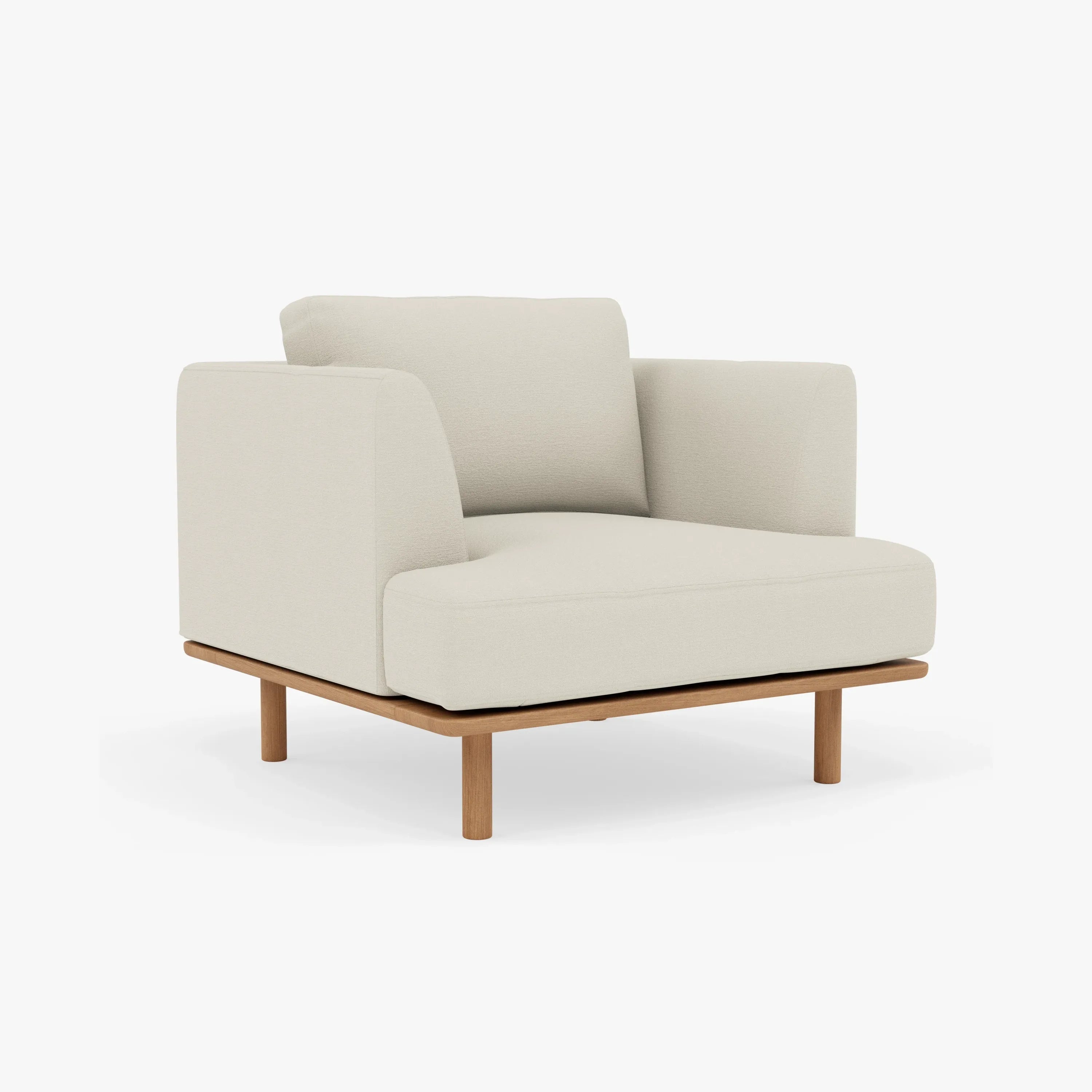 Anika Armchair Bone White Fabric Solid American Oak