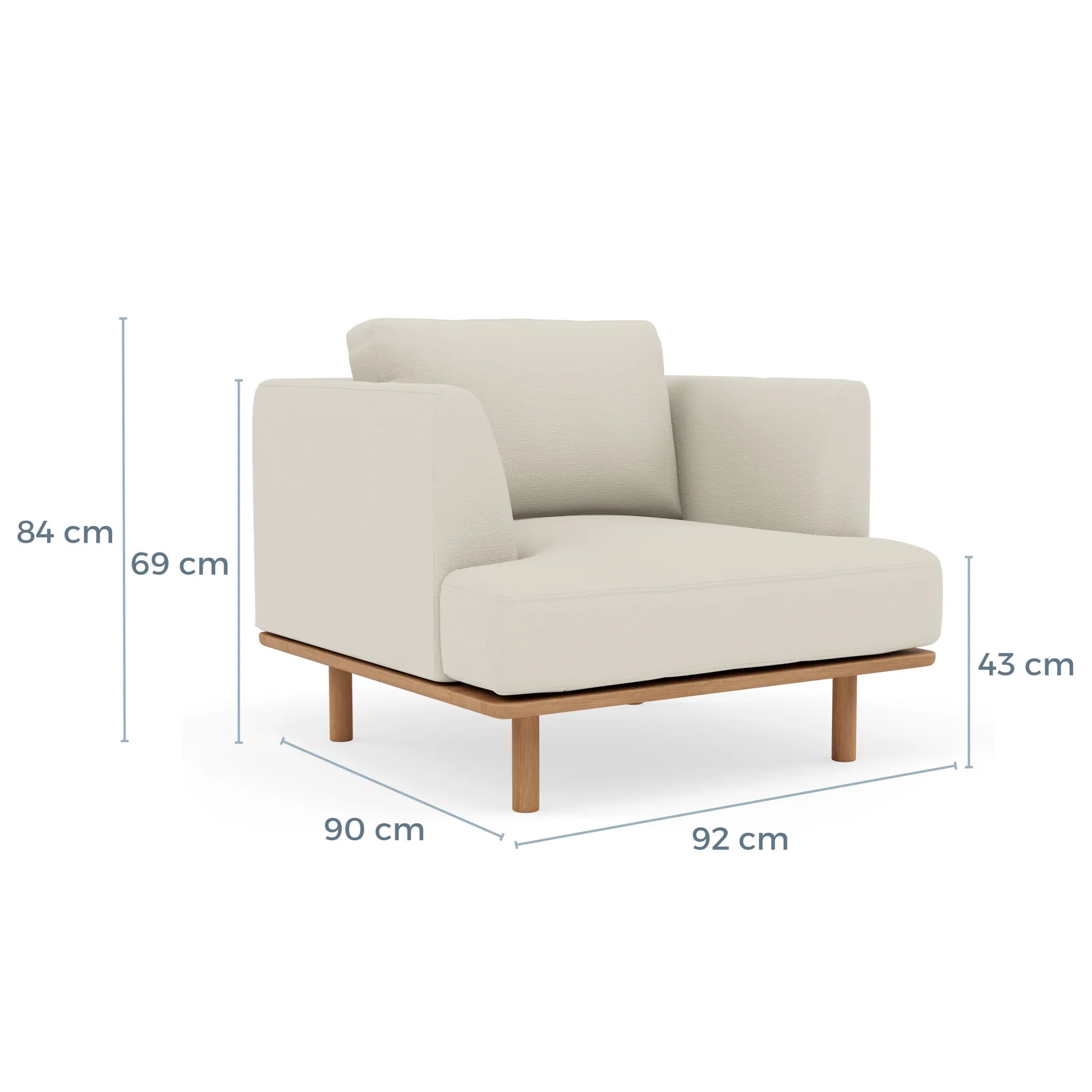 Anika Armchair Bone White Fabric Solid American Oak