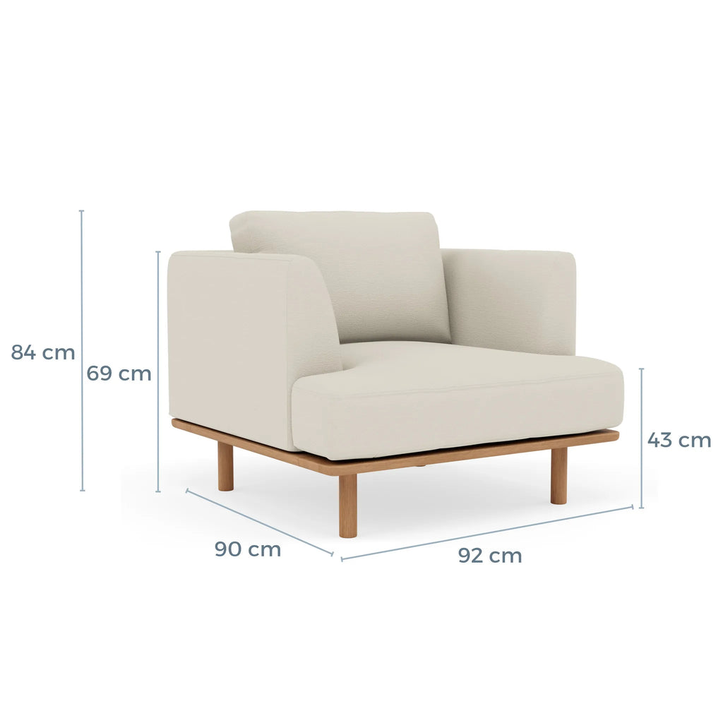 Anika Armchair Bone White Fabric Solid American Oak